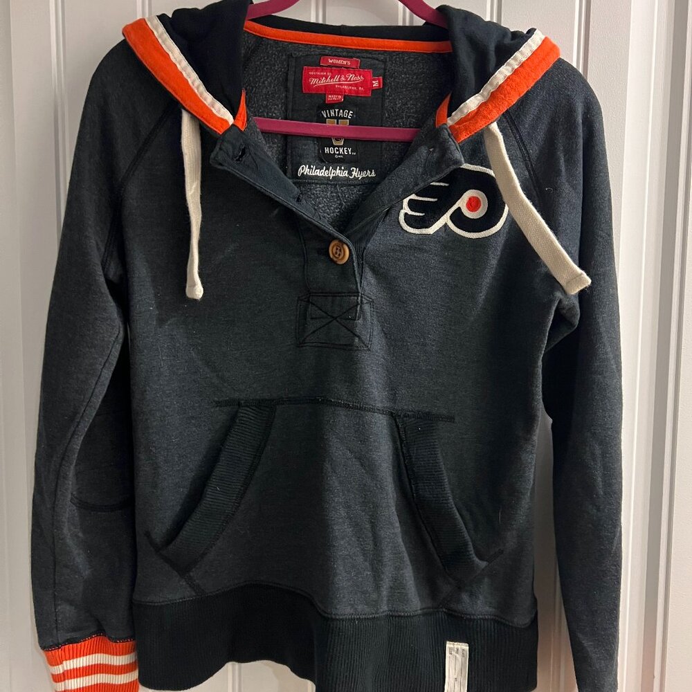 Philadelphia Flyers Hoodie Mitchell & Ness Vintage Hockey Sweatshirt Womens M